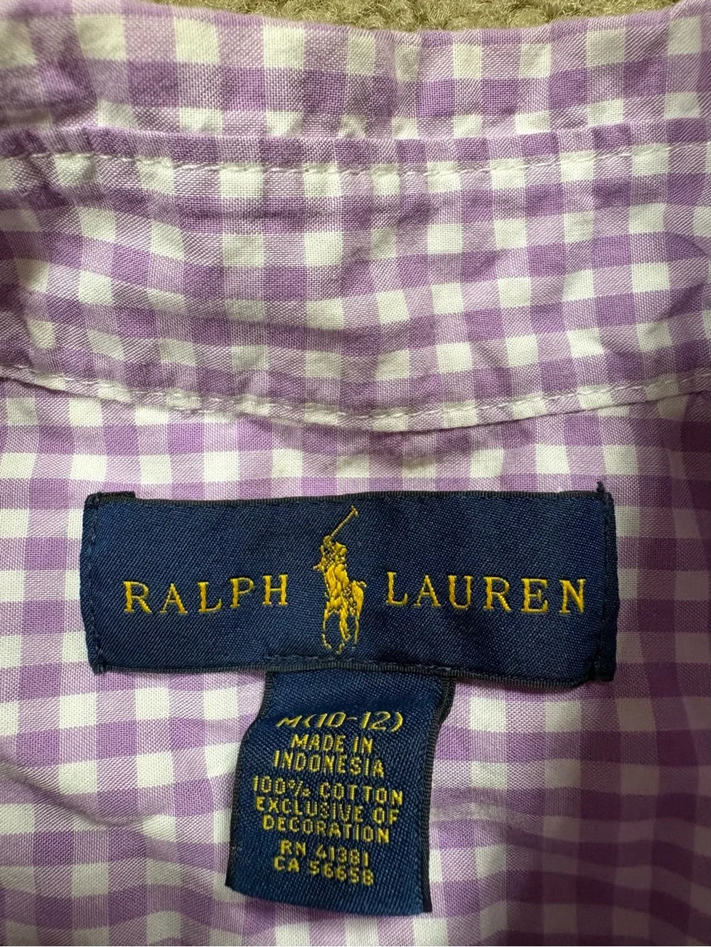 Ralph Lauren Lavender Gingham Short-Sleeve Button-Down Shirt